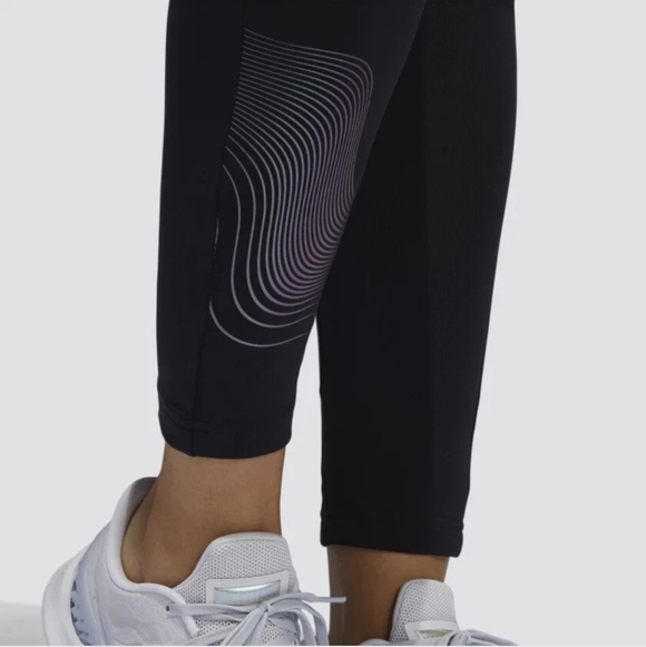 NWT Adidas Holiday Shine Black Graphic Leggings Size Small - Picture 14 of 16